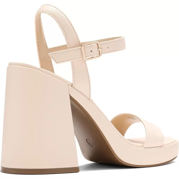 imageDREAM PAIRS Heels for Women Block Chunky Platform High Heels Open Toe Fashion Wedding Party Evening Prom Dance Ankle Strap Dress Pump Sandals ShoesNude