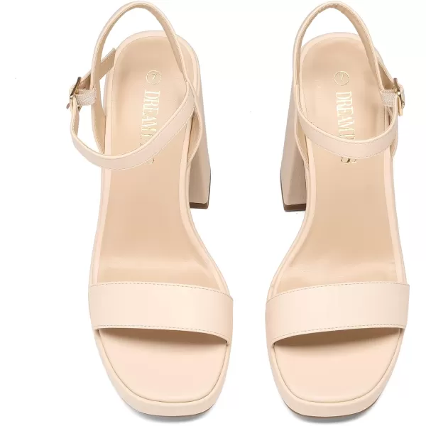 imageDREAM PAIRS Heels for Women Block Chunky Platform High Heels Open Toe Fashion Wedding Party Evening Prom Dance Ankle Strap Dress Pump Sandals ShoesNude