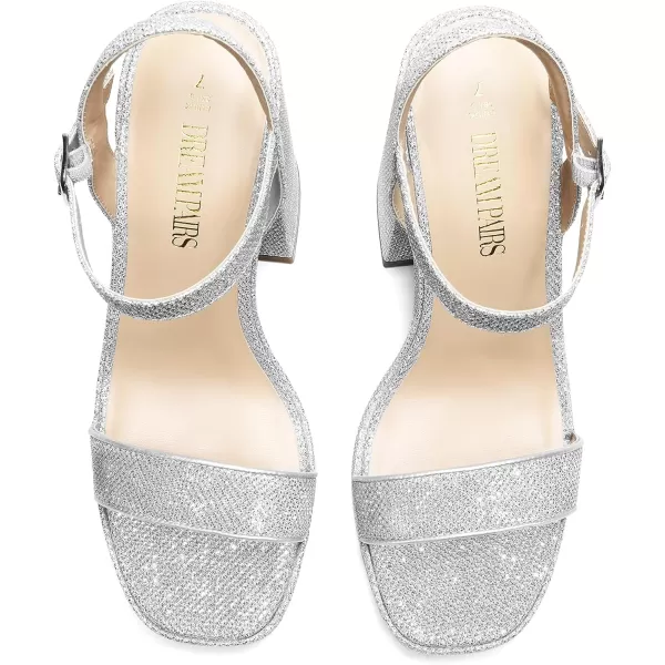 imageDREAM PAIRS Heels for Women Block Chunky Platform High Heels Open Toe Fashion Wedding Party Evening Prom Dance Ankle Strap Dress Pump Sandals ShoesSilverglitter