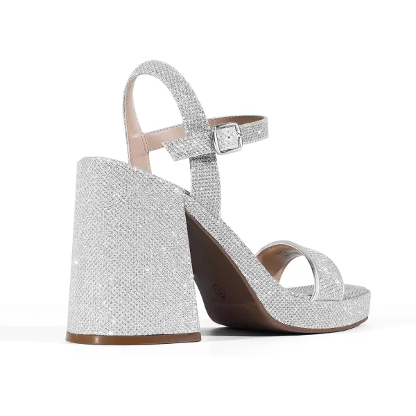 imageDREAM PAIRS Heels for Women Block Chunky Platform High Heels Open Toe Fashion Wedding Party Evening Prom Dance Ankle Strap Dress Pump Sandals ShoesSilverglitter