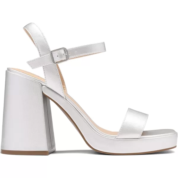 imageDREAM PAIRS Heels for Women Block Chunky Platform High Heels Open Toe Fashion Wedding Party Evening Prom Dance Ankle Strap Dress Pump Sandals ShoesSilver