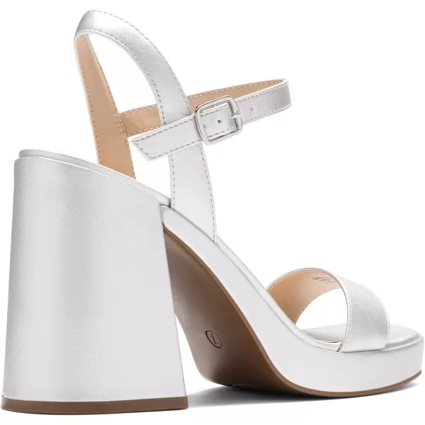 imageDREAM PAIRS Heels for Women Block Chunky Platform High Heels Open Toe Fashion Wedding Party Evening Prom Dance Ankle Strap Dress Pump Sandals ShoesSilver