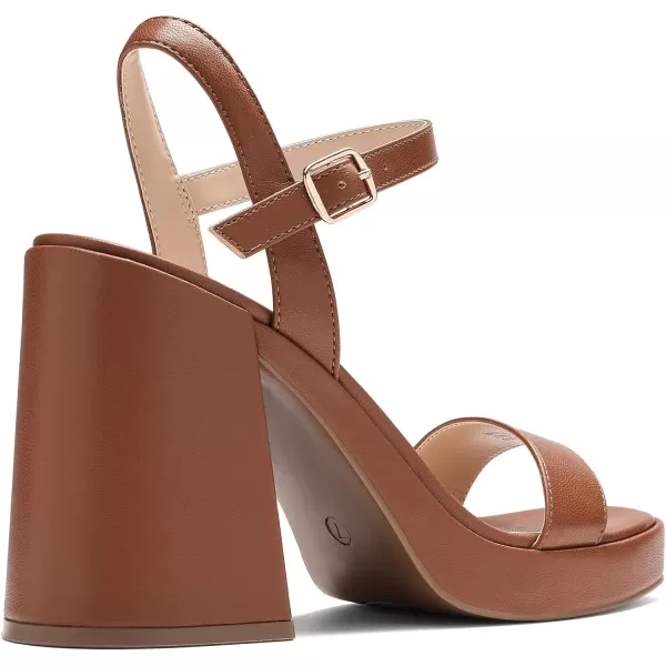 imageDREAM PAIRS Heels for Women Block Chunky Platform High Heels Open Toe Fashion Wedding Party Evening Prom Dance Ankle Strap Dress Pump Sandals ShoesTan