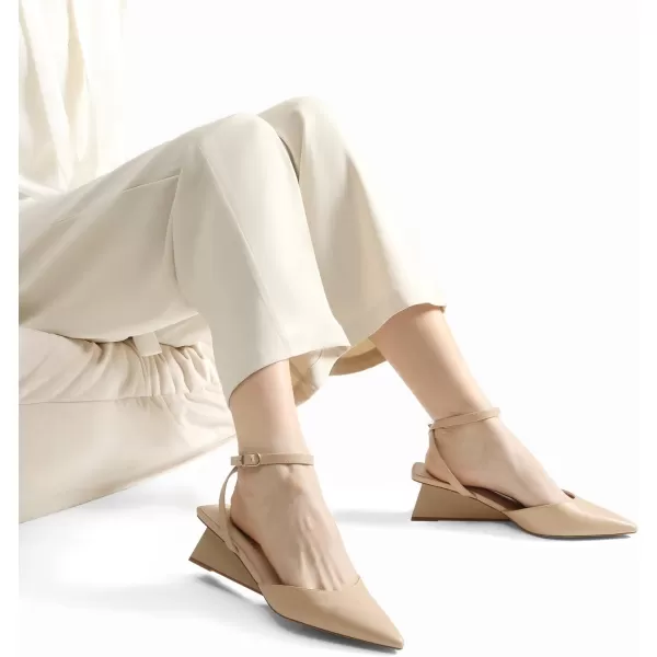 imageDREAM PAIRS Heels for Women Pointed Toe Chunky Heels Pump ShoesNude