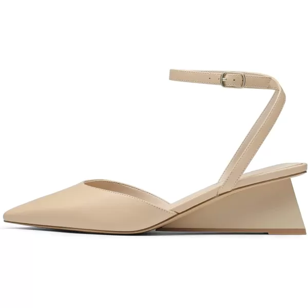 imageDREAM PAIRS Heels for Women Pointed Toe Chunky Heels Pump ShoesNude