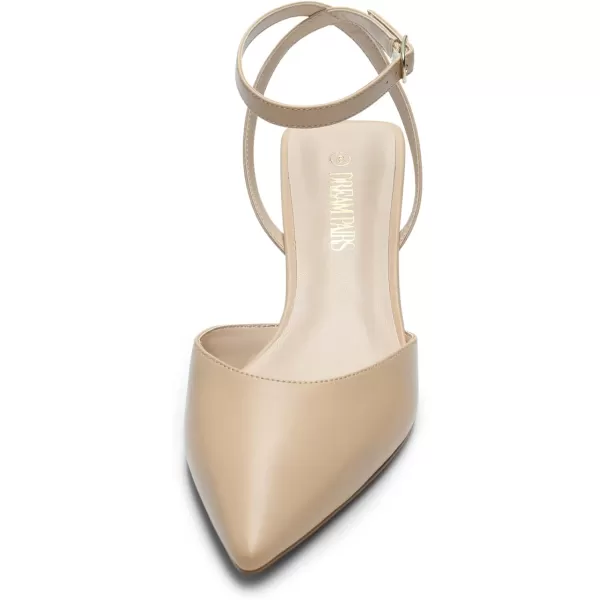 imageDREAM PAIRS Heels for Women Pointed Toe Chunky Heels Pump ShoesNude