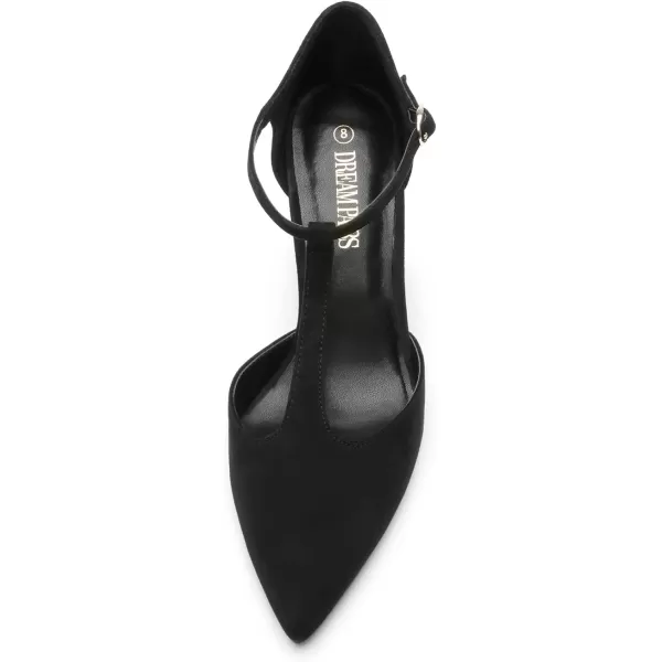 imageDREAM PAIRS Heels for Women Pointed Toe Kitten Heels Pump T Strap Dress ShoesBlacksuede