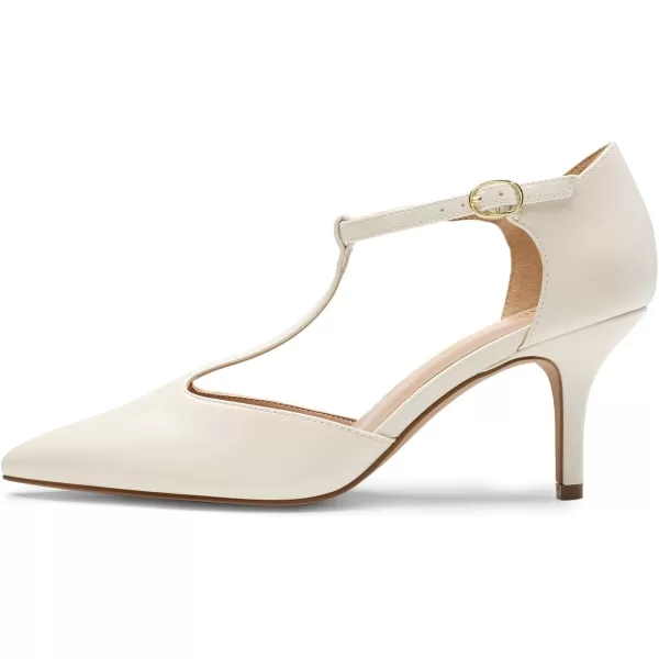imageDREAM PAIRS Heels for Women Pointed Toe Kitten Heels Pump T Strap Dress ShoesWhitepu