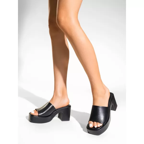 imageDREAM PAIRS High Chunky Platform Heels for Women Fashion Comfort Slip on Square Open Toe Block Heel SandalsBlackpu