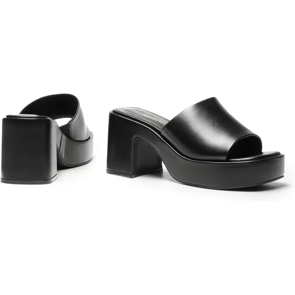 imageDREAM PAIRS High Chunky Platform Heels for Women Fashion Comfort Slip on Square Open Toe Block Heel SandalsBlackpu