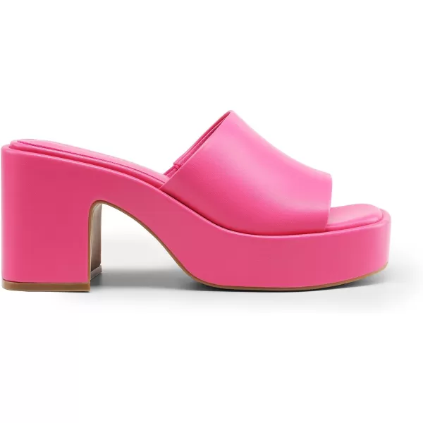 imageDREAM PAIRS High Chunky Platform Heels for Women Fashion Comfort Slip on Square Open Toe Block Heel SandalsHot Pinkpu