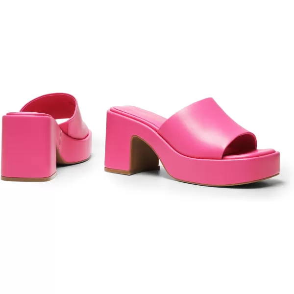 imageDREAM PAIRS High Chunky Platform Heels for Women Fashion Comfort Slip on Square Open Toe Block Heel SandalsHot Pinkpu
