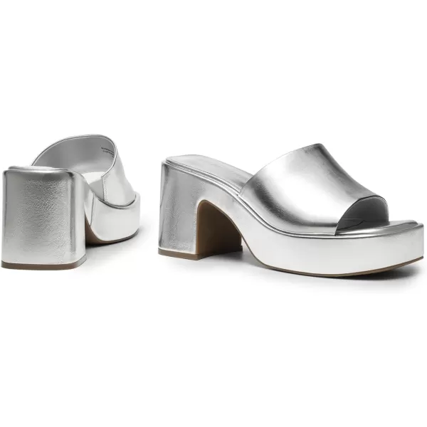 imageDREAM PAIRS High Chunky Platform Heels for Women Fashion Comfort Slip on Square Open Toe Block Heel SandalsSilverpu