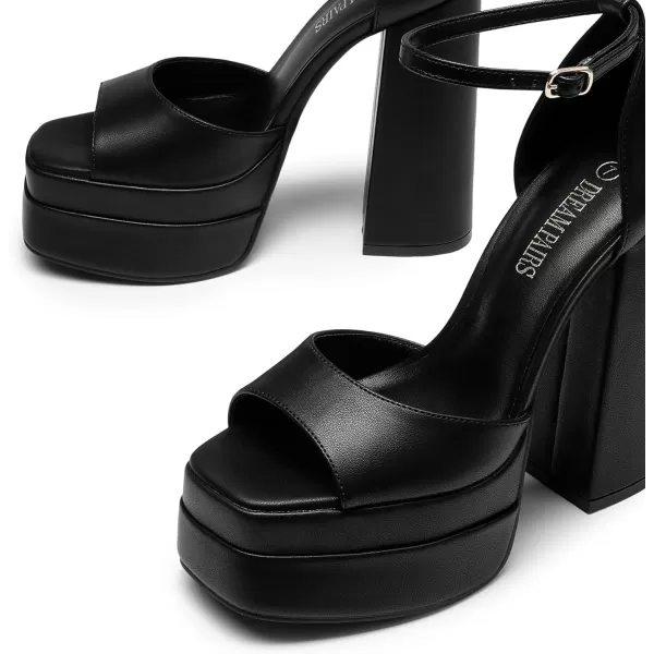 imageDREAM PAIRS High Heels Chunky Block Platform Heels for Women Ankle Strap Sexy Open Square Toe Heels Dressy Pumps SandalsBlack