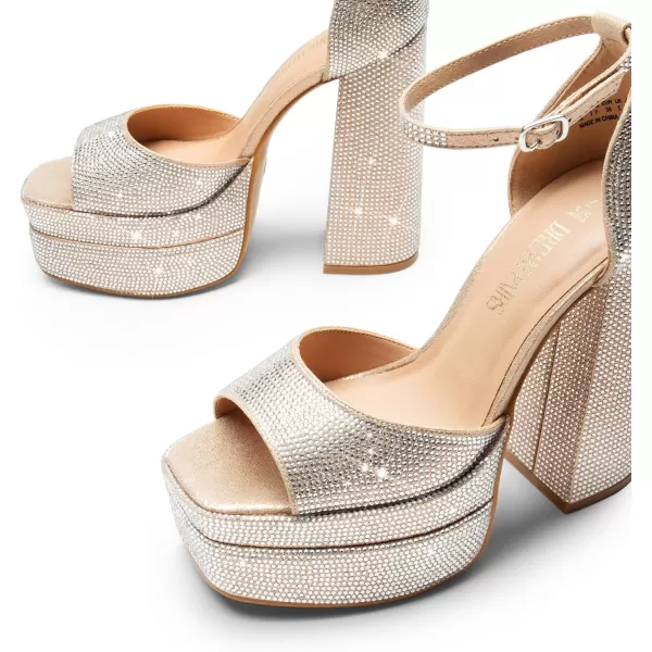imageDREAM PAIRS High Heels Chunky Block Platform Heels for Women Ankle Strap Sexy Open Square Toe Heels Dressy Pumps SandalsRose Goldrhinestone