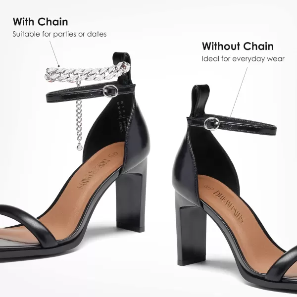 imageDREAM PAIRS High Heels Chunky Block Square Toe Heels for Women Sexy Dressy Open Toe Chain Heel SandalsBlack