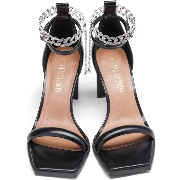 imageDREAM PAIRS High Heels Chunky Block Square Toe Heels for Women Sexy Dressy Open Toe Chain Heel SandalsBlack