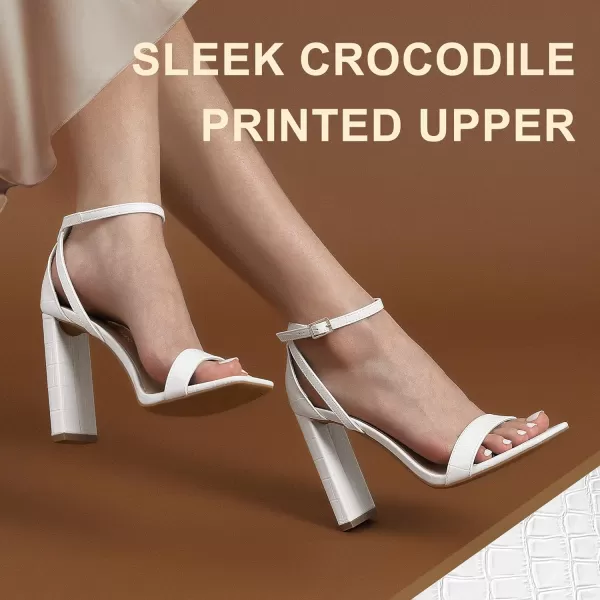 imageDREAM PAIRS High Heels Chunky Block Square Toe Heels for Women dressy Open Toe Heel SandalsBeigeWhite