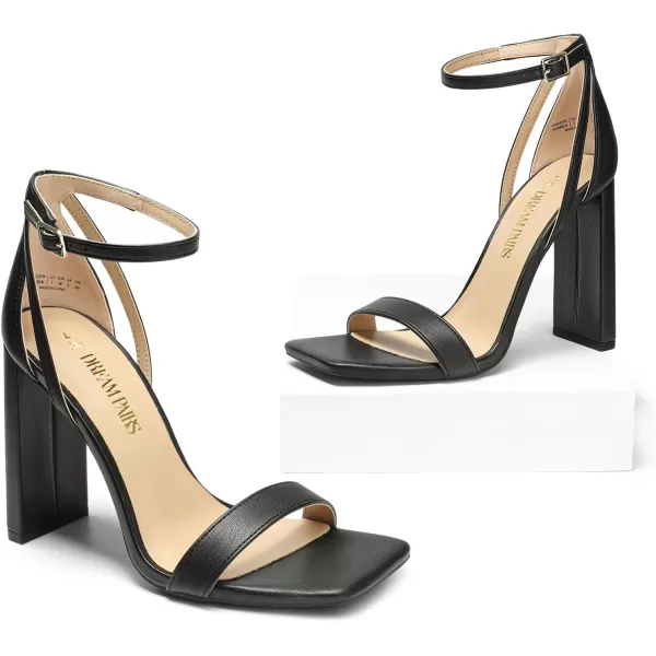 imageDREAM PAIRS High Heels Chunky Block Square Toe Heels for Women dressy Open Toe Heel SandalsBlackpu