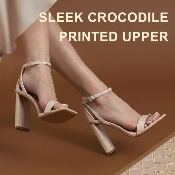 imageDREAM PAIRS High Heels Chunky Block Square Toe Heels for Women dressy Open Toe Heel SandalsNude