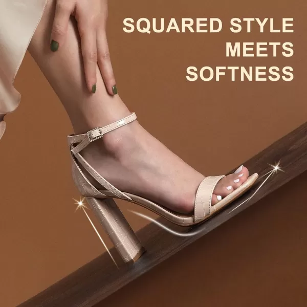 imageDREAM PAIRS High Heels Chunky Block Square Toe Heels for Women dressy Open Toe Heel SandalsNude