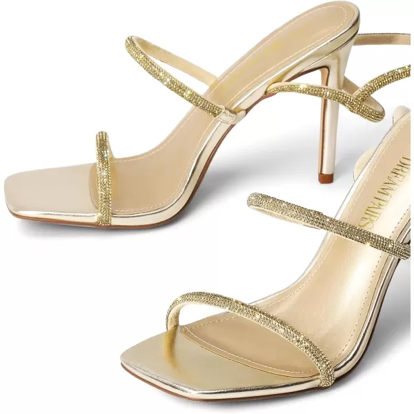 imageDREAM PAIRS High Heels Stilletos Heels for Women Strappy Gladiator Sexy Square Toe Heels Open Toe Heels Dressy Pumps SandalsGold