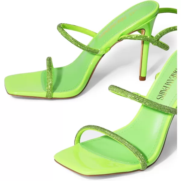 imageDREAM PAIRS High Heels Stilletos Heels for Women Strappy Gladiator Sexy Square Toe Heels Open Toe Heels Dressy Pumps SandalsGreen