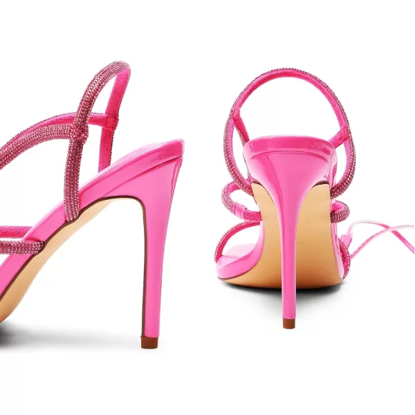 imageDREAM PAIRS High Heels Stilletos Heels for Women Strappy Gladiator Sexy Square Toe Heels Open Toe Heels Dressy Pumps SandalsHot Pink