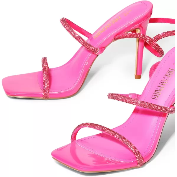 imageDREAM PAIRS High Heels Stilletos Heels for Women Strappy Gladiator Sexy Square Toe Heels Open Toe Heels Dressy Pumps SandalsHot Pink