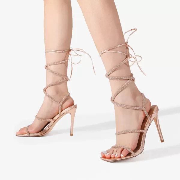 imageDREAM PAIRS High Heels Stilletos Heels for Women Strappy Gladiator Sexy Square Toe Heels Open Toe Heels Dressy Pumps SandalsRoseGold