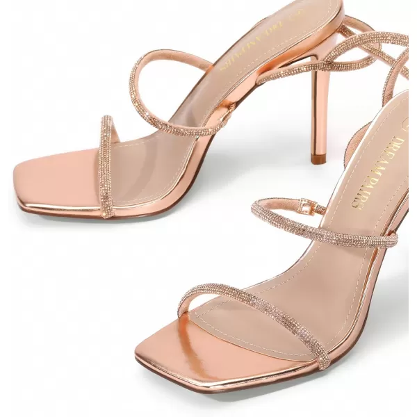 imageDREAM PAIRS High Heels Stilletos Heels for Women Strappy Gladiator Sexy Square Toe Heels Open Toe Heels Dressy Pumps SandalsRoseGold