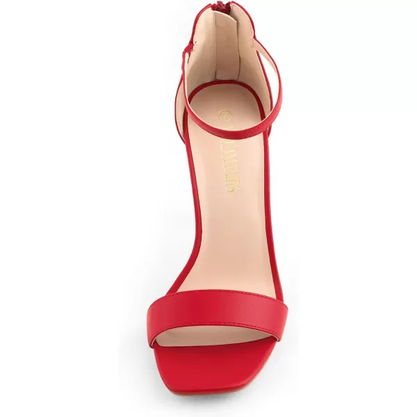 imageDREAM PAIRS High Heels Stillettos Square Toe Heels for Women Ankle Strap Heels Sexy Comfort Strappy Dress Shoes Wedding Bridal Pumps SandalsRedPu
