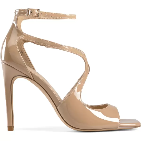 imageDREAM PAIRS High Heels for Women Cross Strappy Stilettos Square Open Toe Dressy Sexy SandalsNudepat