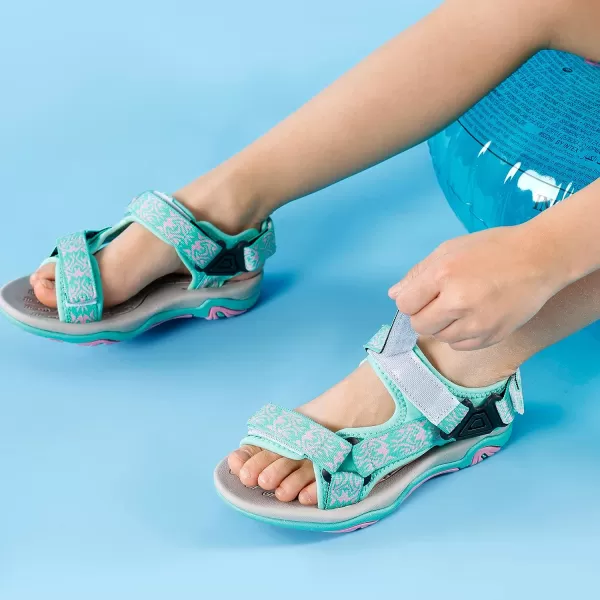imageDREAM PAIRS Kids Adventurous LightWeight Adjustable Straps Summer Sandals ToddlerLittle KidBig KidMint Pink2