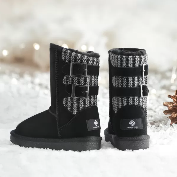 imageDREAM PAIRS Kids Faux Fur Lined Mid Calf Winter Snow BootsBlack