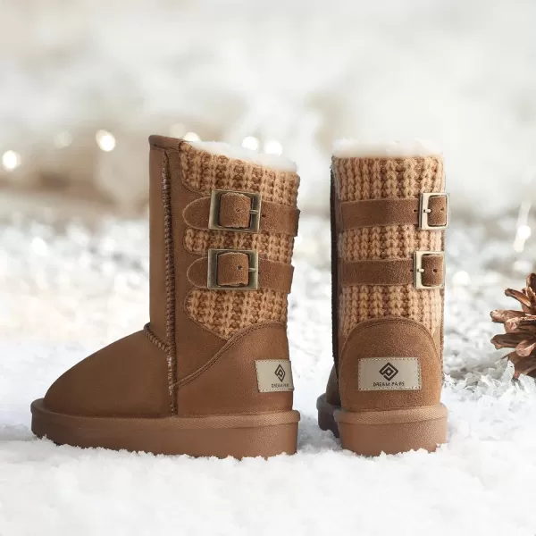 imageDREAM PAIRS Kids Faux Fur Lined Mid Calf Winter Snow BootsChesnut