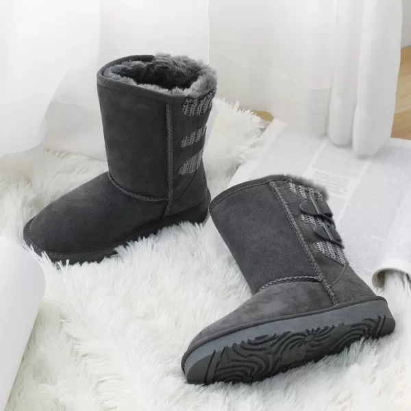 imageDREAM PAIRS Kids Faux Fur Lined Mid Calf Winter Snow BootsGrey