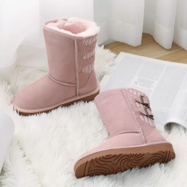 imageDREAM PAIRS Kids Faux Fur Lined Mid Calf Winter Snow BootsPink