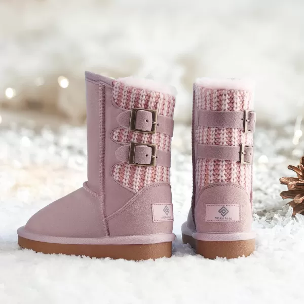 imageDREAM PAIRS Kids Faux Fur Lined Mid Calf Winter Snow BootsPink
