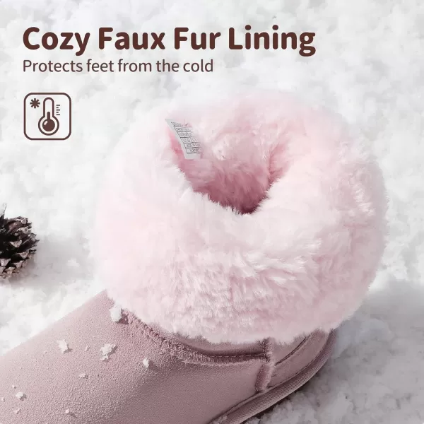 imageDREAM PAIRS Kids Faux Fur Lined Mid Calf Winter Snow BootsPink