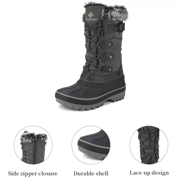 imageDREAM PAIRS Kids Insulated Waterproof Winter Snow BootsBlackGrey