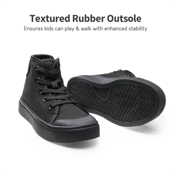 imageDREAM PAIRS Kids Little Boys Girls Hi Sneakers Canvas High Top Shoes Casual Walking ShoesBlack