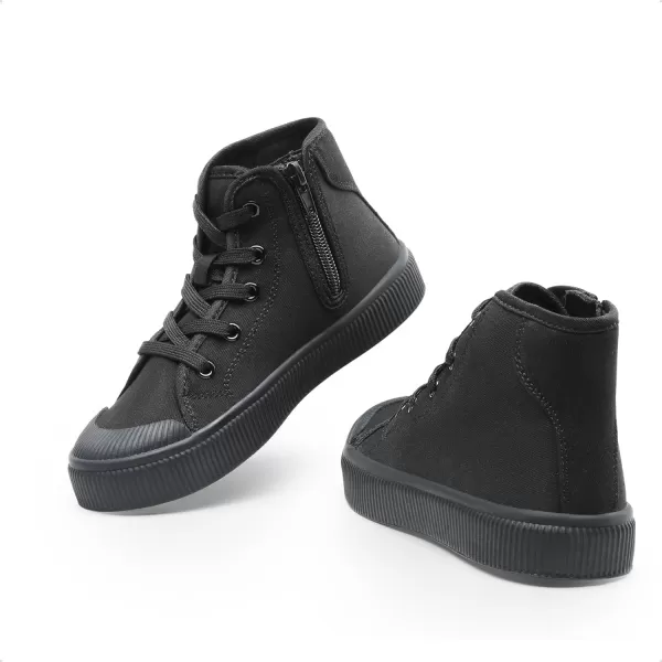 imageDREAM PAIRS Kids Little Boys Girls Hi Sneakers Canvas High Top Shoes Casual Walking ShoesBlack
