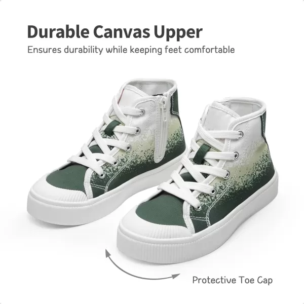 imageDREAM PAIRS Kids Little Boys Girls Hi Sneakers Canvas High Top Shoes Casual Walking ShoesGreenWhite