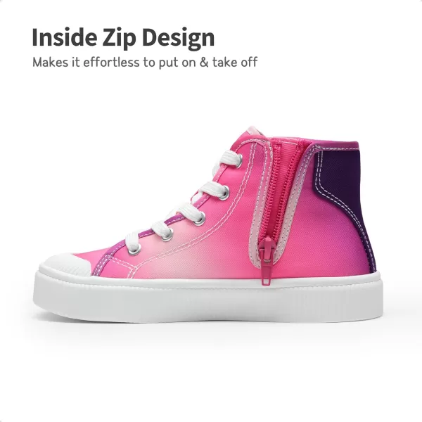 imageDREAM PAIRS Kids Little Boys Girls Hi Sneakers Canvas High Top Shoes Casual Walking ShoesHot PinkPurple