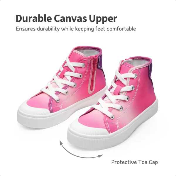imageDREAM PAIRS Kids Little Boys Girls Hi Sneakers Canvas High Top Shoes Casual Walking ShoesHot PinkPurple