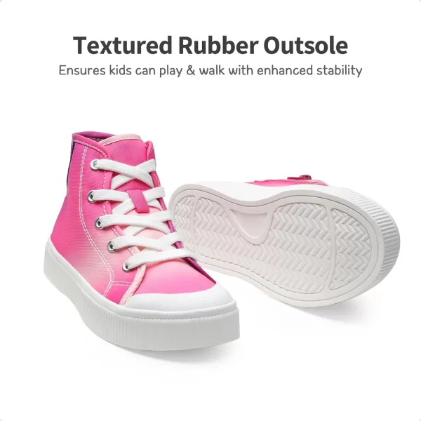 imageDREAM PAIRS Kids Little Boys Girls Hi Sneakers Canvas High Top Shoes Casual Walking ShoesHot PinkPurple