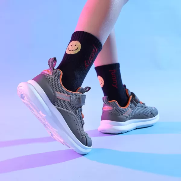 imageDREAM PAIRS Kids Shoes Boys Girls Athletic Running Tennis Sneakers for Little KidBig KidGreyOrange