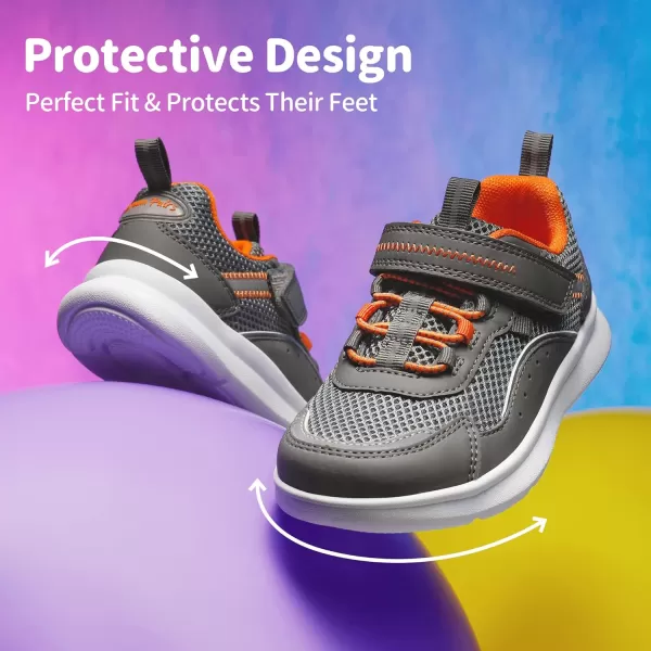 imageDREAM PAIRS Kids Shoes Boys Girls Athletic Running Tennis Sneakers for Little KidBig KidGreyOrange