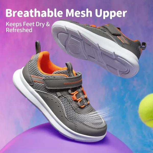 imageDREAM PAIRS Kids Shoes Boys Girls Athletic Running Tennis Sneakers for Little KidBig KidGreyOrange